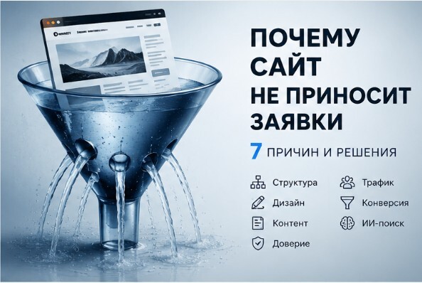 Сайт в воронке теряет заявки из-за проблем со структурой дизайном контентом доверием трафиком конверсией и ИИ-поиском.