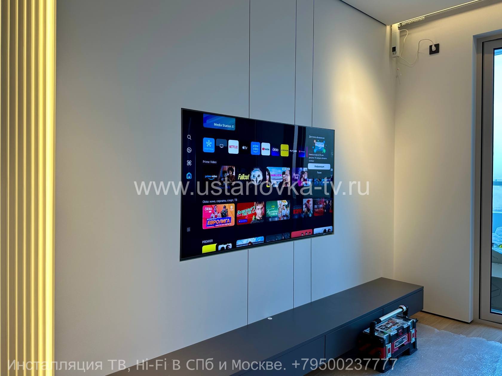 Установка телевизора в тв нишу заподлицо со стеной