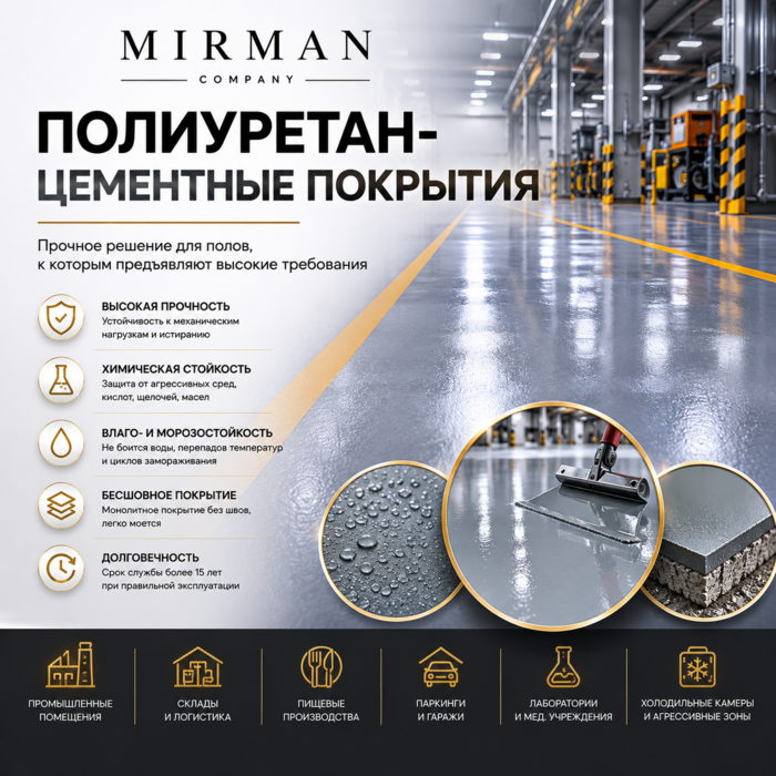 Система полиуретан-цементного покрытия Mirman Company