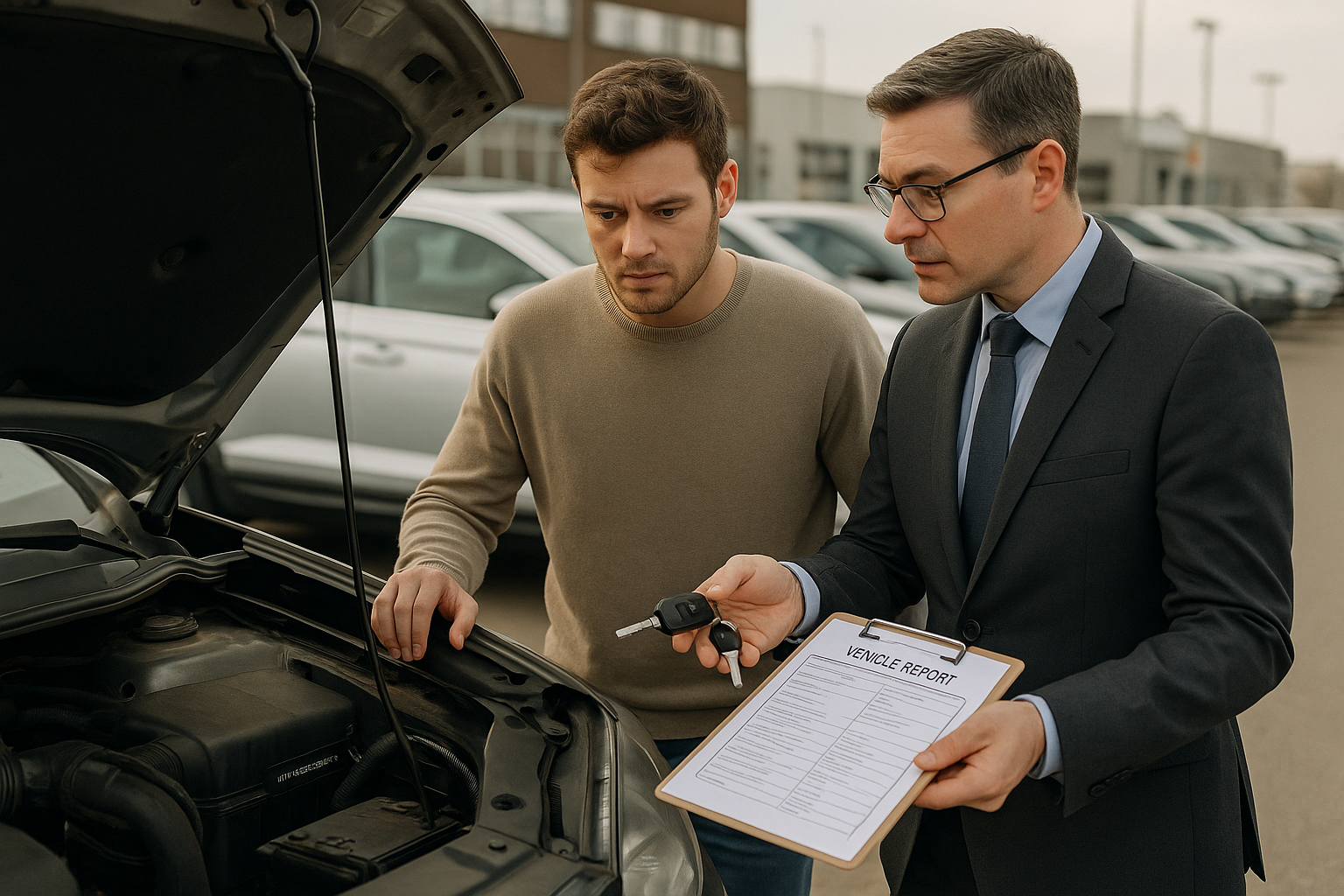 покупатель и продавец авто с пробегом