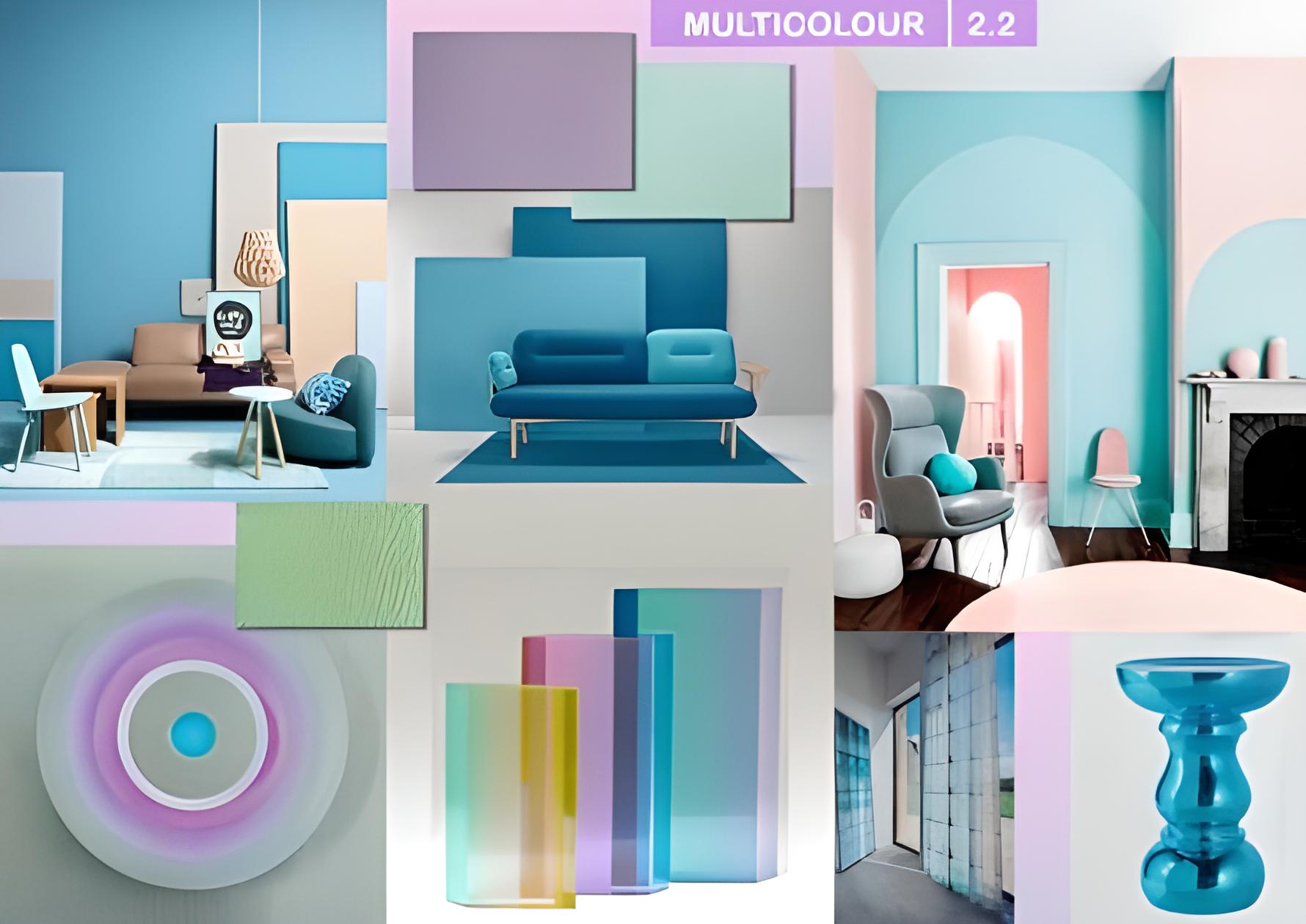 Svěží, čisté pastelové barvy pro trend moderního interiérového designu.