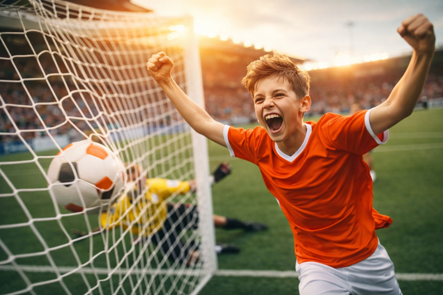 Нападающий забивает гол