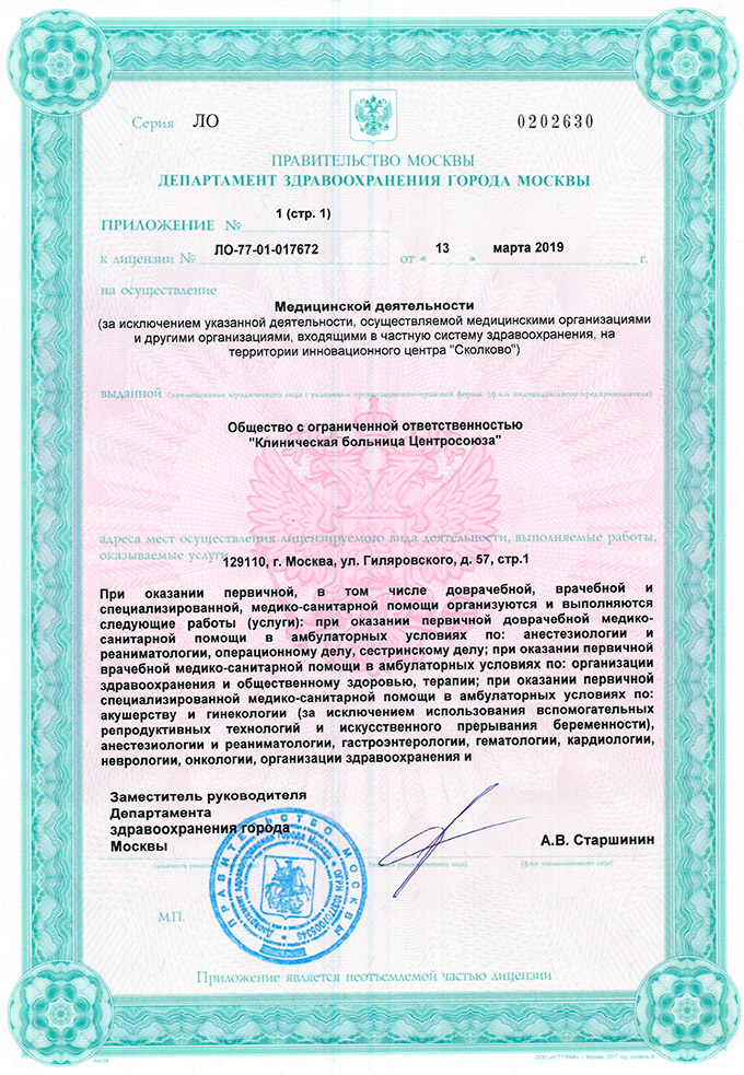 Приложение № 1 к лицензии, страница 1
