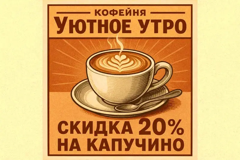 Рекламный баннер для кофейни Уютное утро