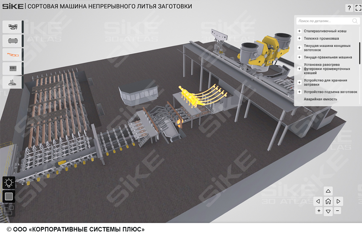 Устройство сортовой машины непрерывного литья заготовок (МНЛЗ) — SIKE  Интерактивный тренажер (3D Атлас 2.0) для изучения оборудования