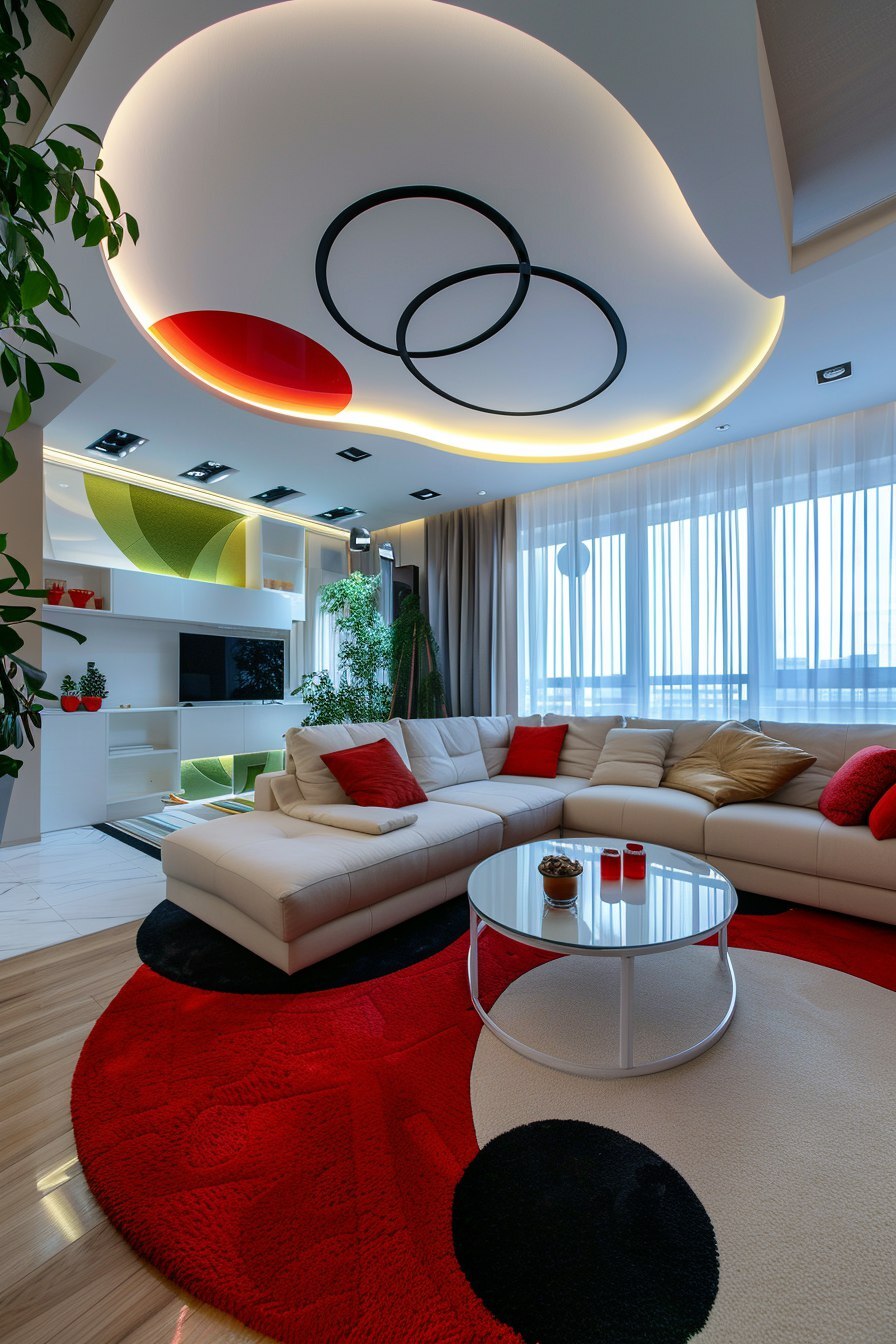 Красный дизайн гостиной