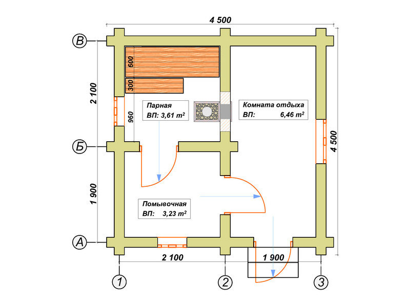 План бани 5х4