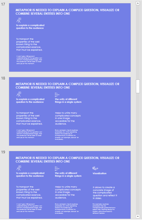 We present a large amount of information on slides gradually