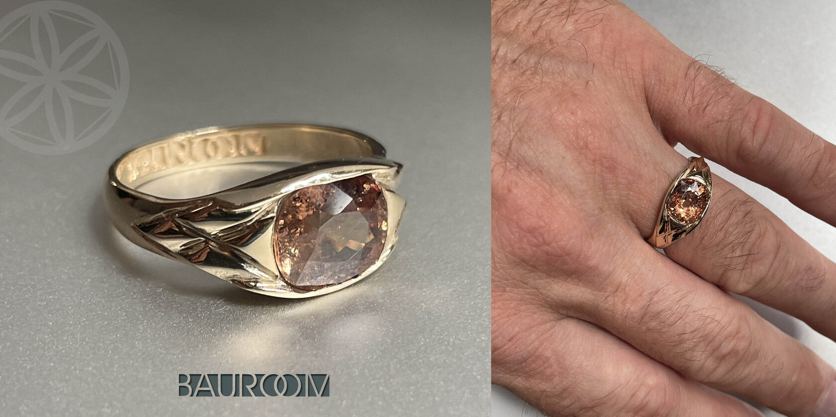 natural unheated sapphire 14k mens gold ring