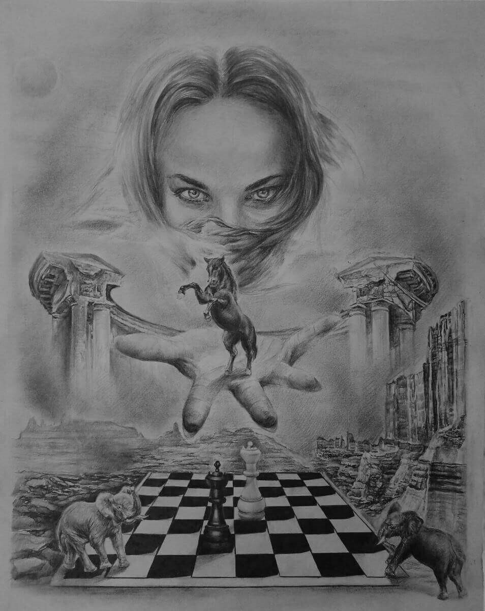 Девушка, шахматы. слон, нарисовать рисунок, игра, купить картину, рисунки, графика рисунки, шахматная королева, романтика, рисунки карандашом, конь, красивые рисунки, игра, творчество, рисунки графикой, картины художников, графика купить, красивые картины, картины