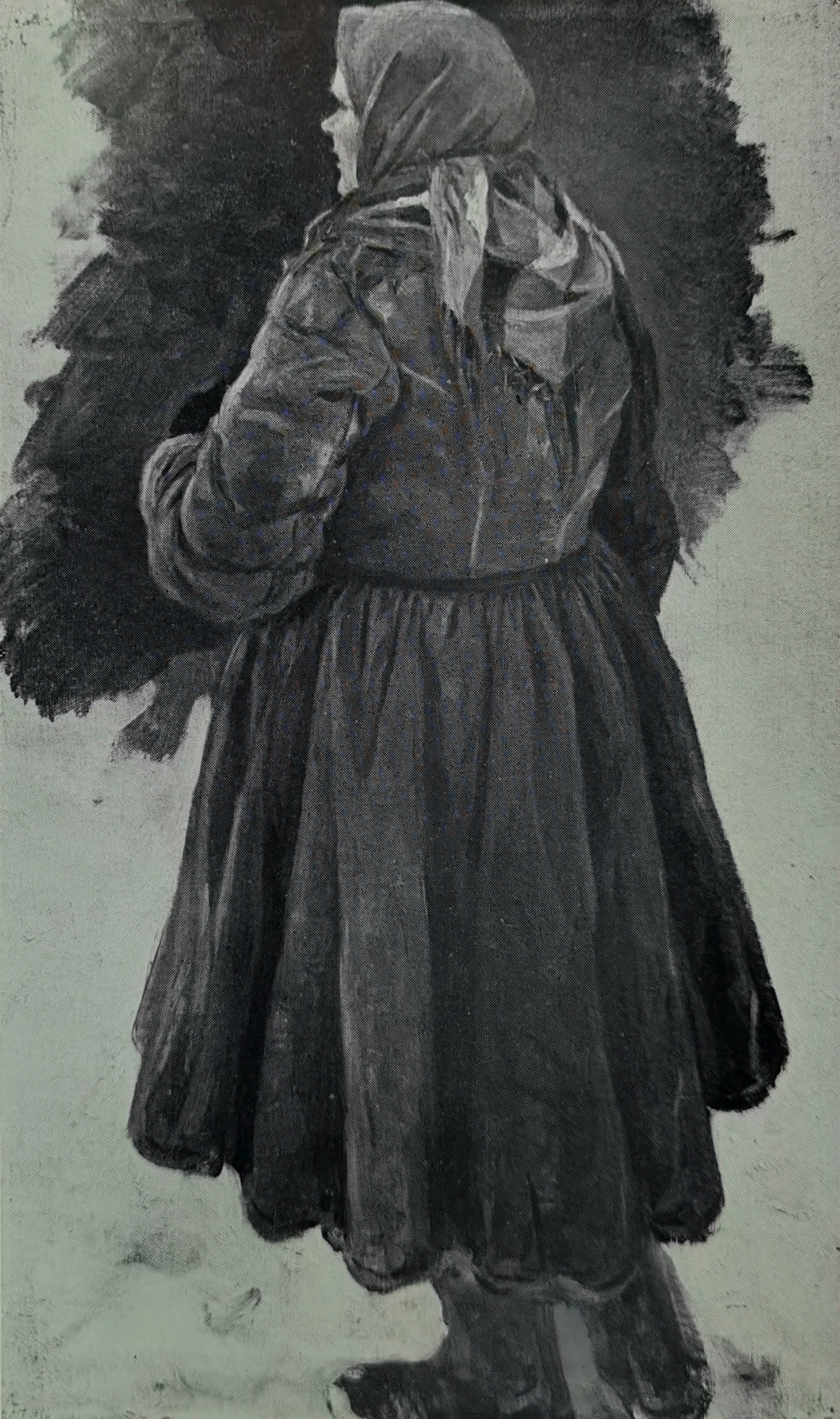 Женщина в шубе. Этюд к картине, 1948 год.