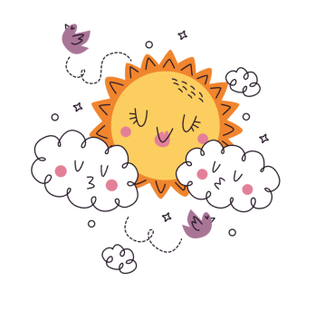 Солнышко с облаками, иллюстрация