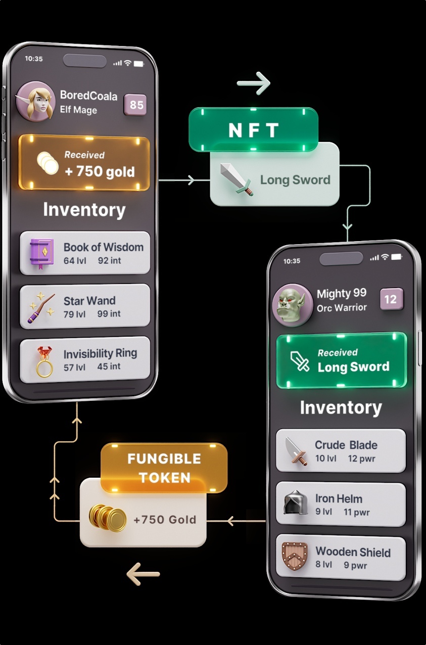 NFTs and fungible tokens integrated into a video game via TRAIT