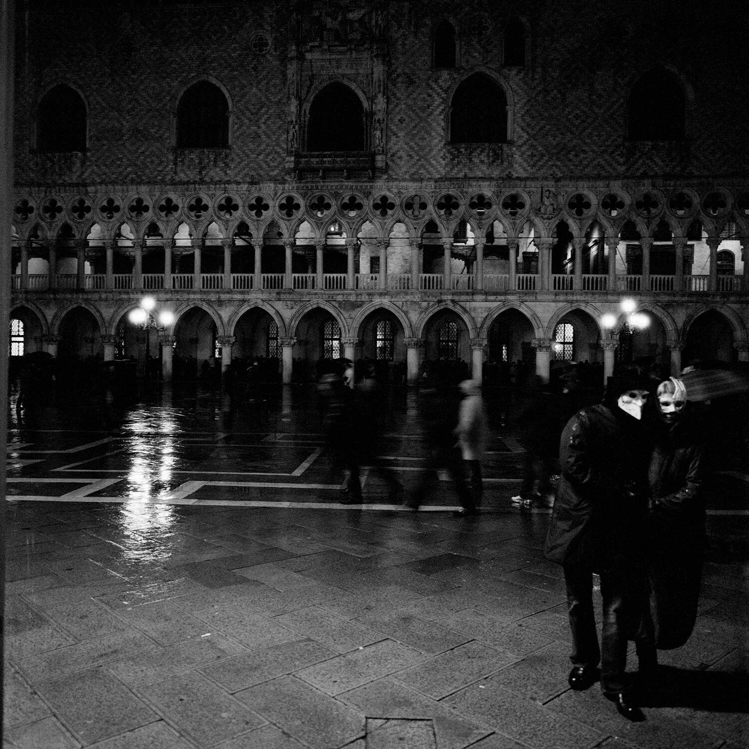 People in Masks. Venice.2007. BW Negative 4×5 inch.