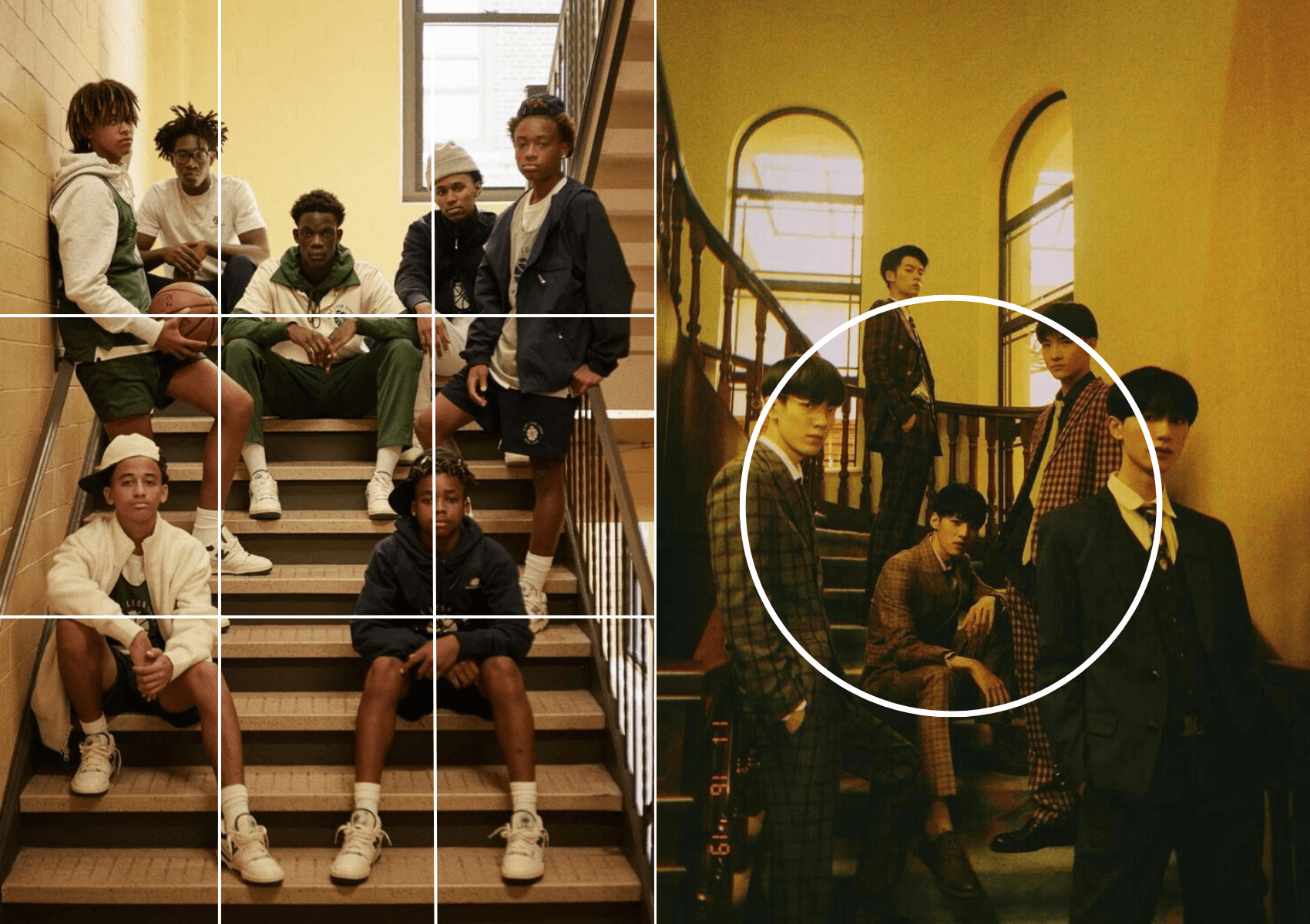 групповой портрет на лестнице в школе