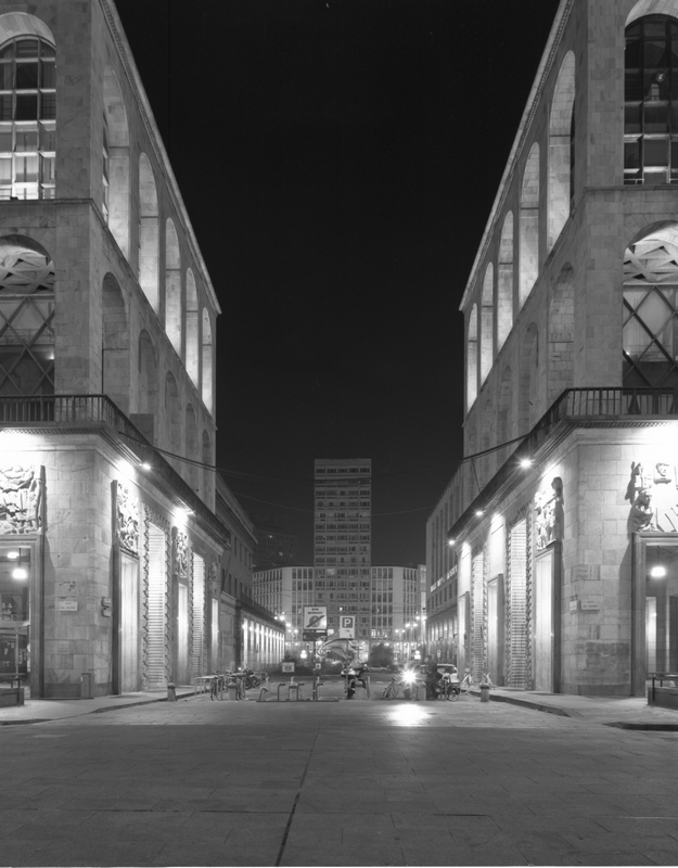 Palazzo dell'Arengario. Milan. 2007. BW Negative 4×5 inch.