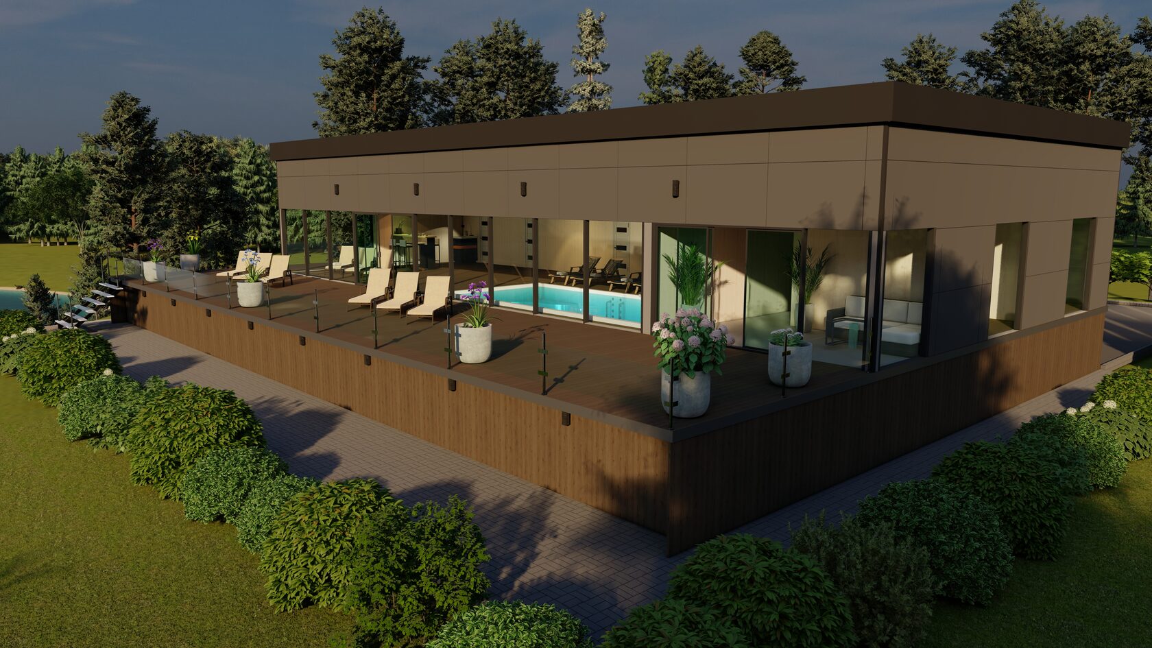 Готовый спа-модуль с бассейном и террасой