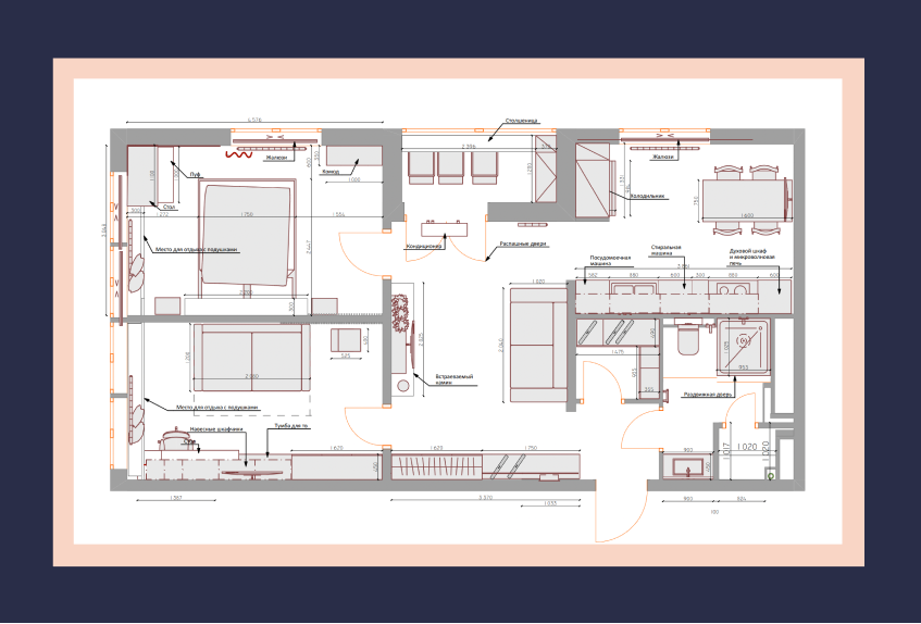 Дизайн проект трехкомнатной квартиры ЖК Аист СПБ