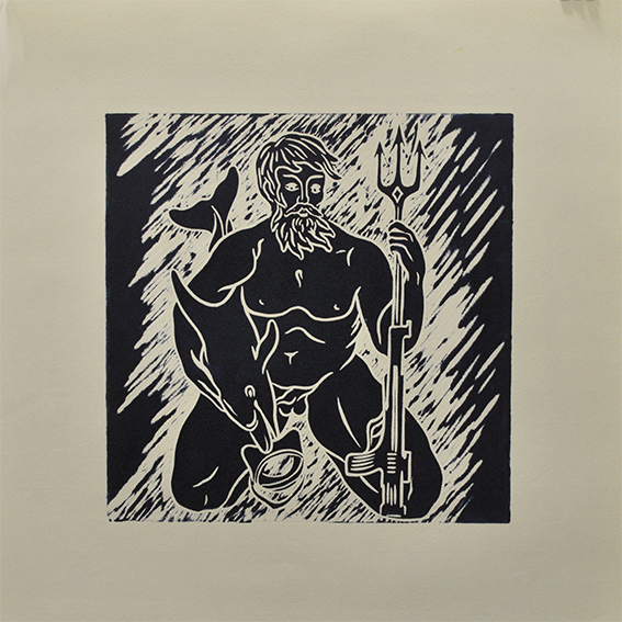 engraving linocut Nude