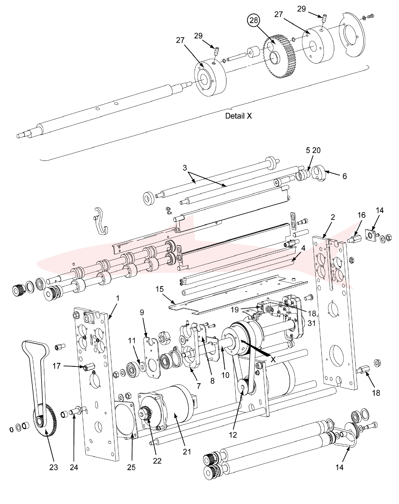 Morgana AutoCreaser Mk2 7-06-04 Creasing Unit — схема деталей, позиции 1–31