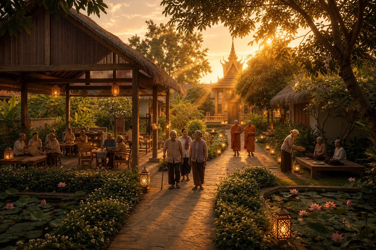 A peaceful rural Cambodian home for elderly community