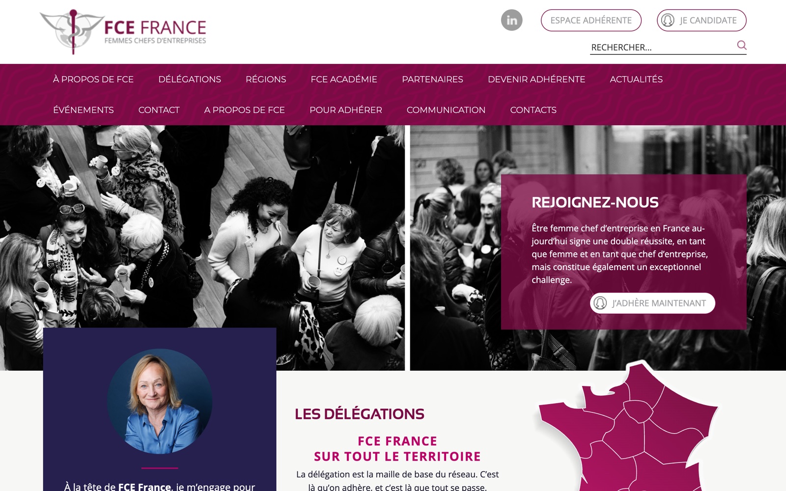 FCE France homepage screenshot: French network of women business owners