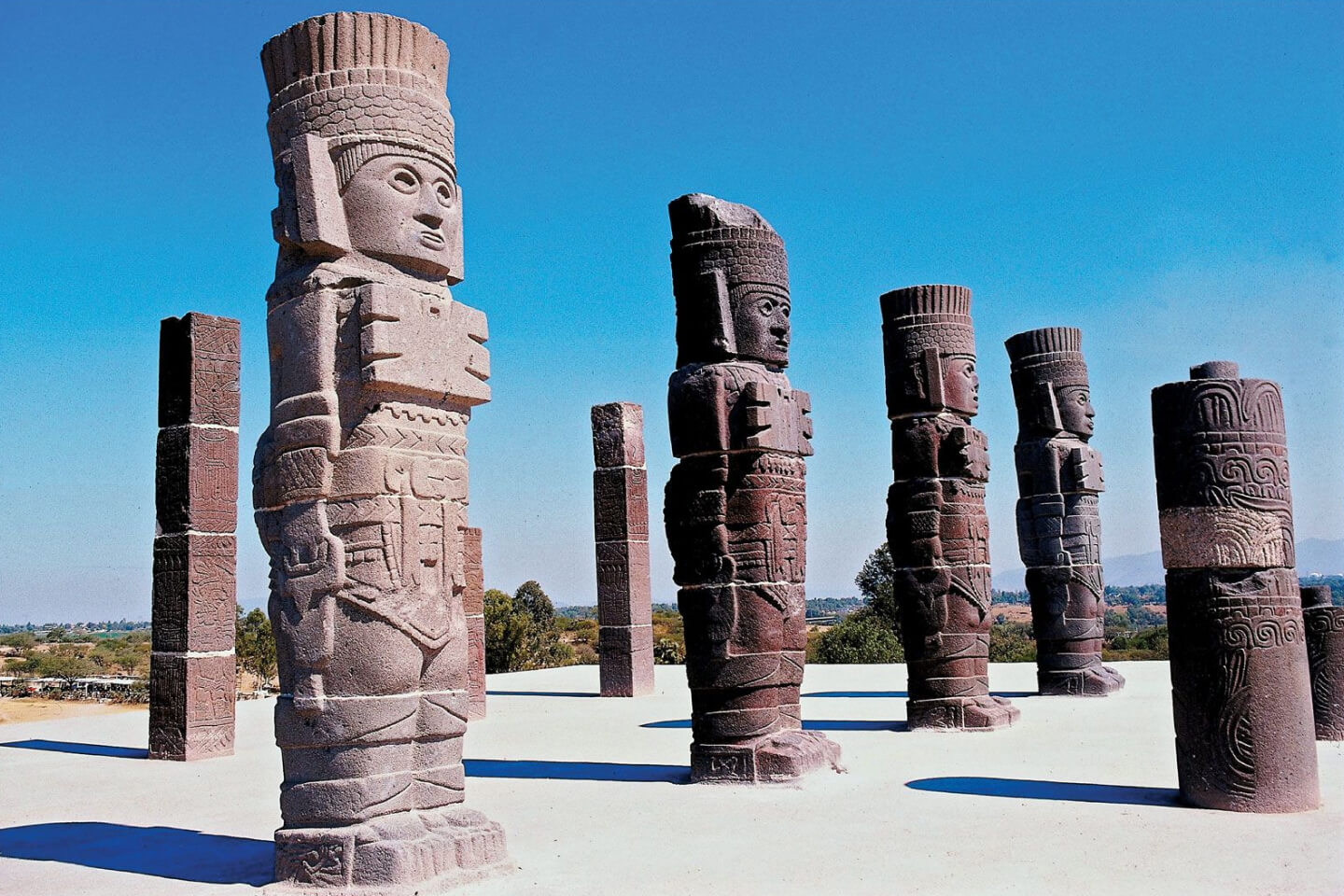 Columns depicting Toltec warriors, Tula, Mexico