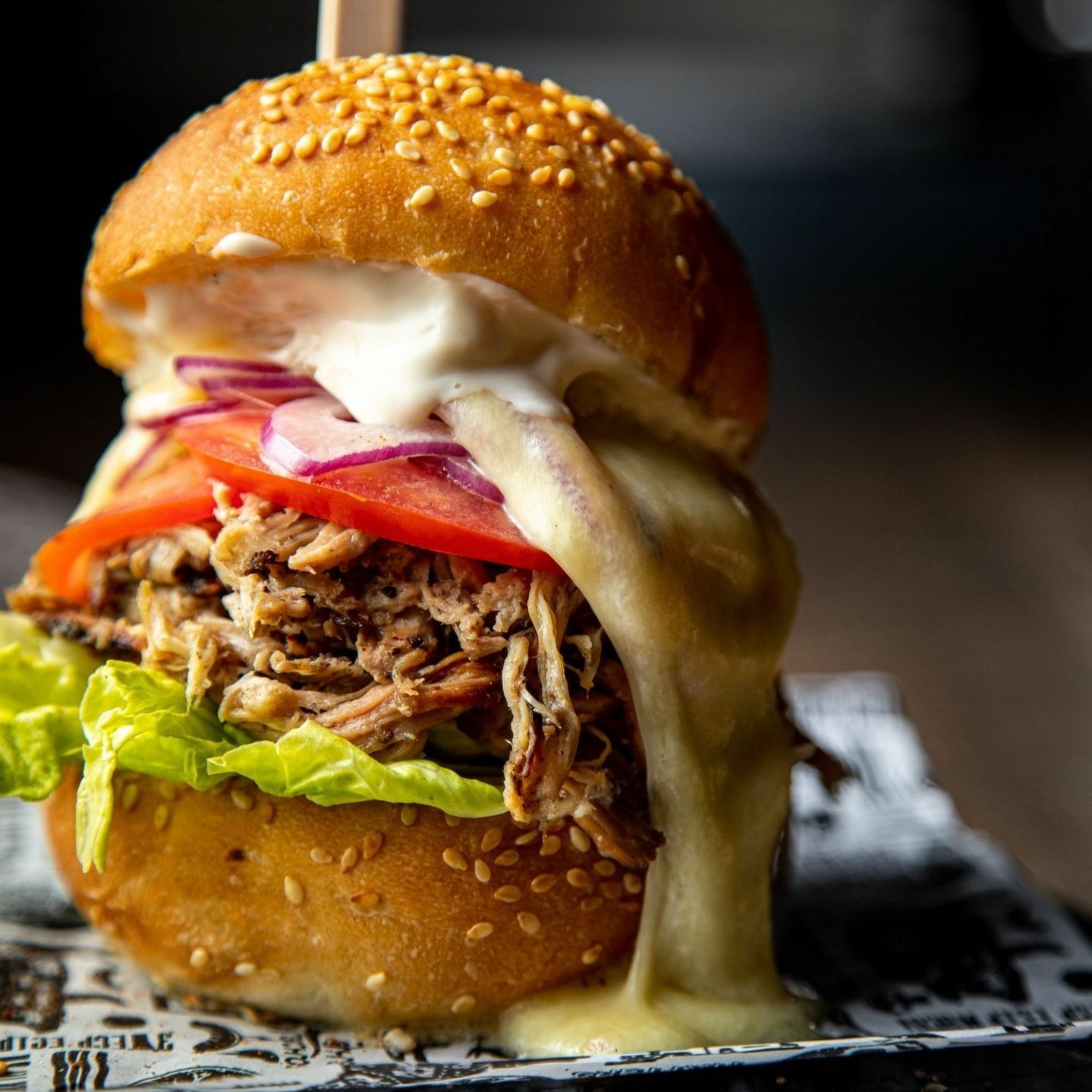 手撕猪肉汉堡包