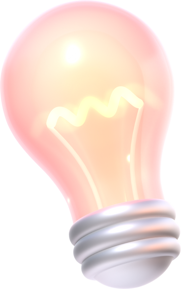 3d glassy pastel light bulb
