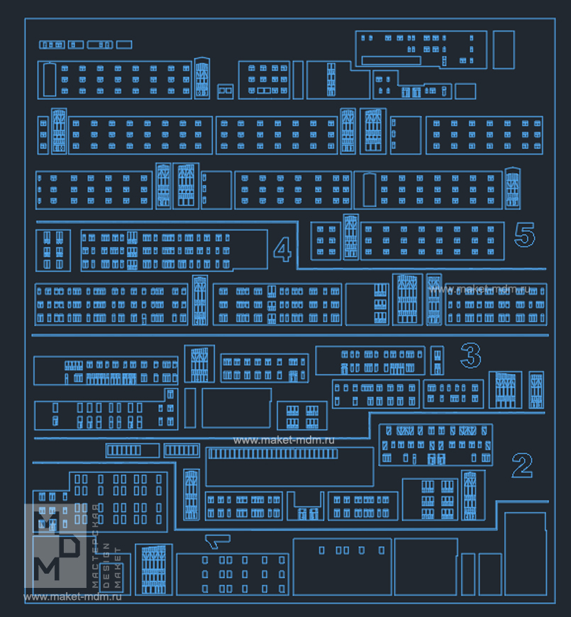 раскладка деталей макета для резки