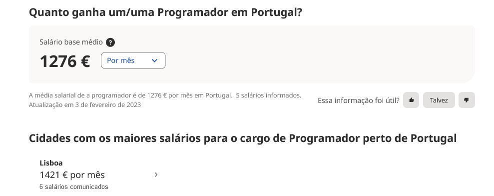 зп программиста в Португалии