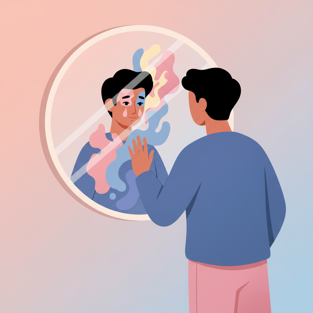 Мужчина в момент вечера честности, решение бросить пить