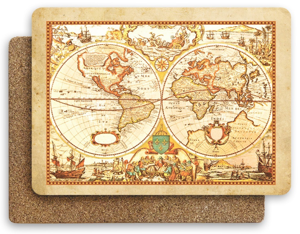 Салфетки сервировочные "Старинная карта" прямоугольные