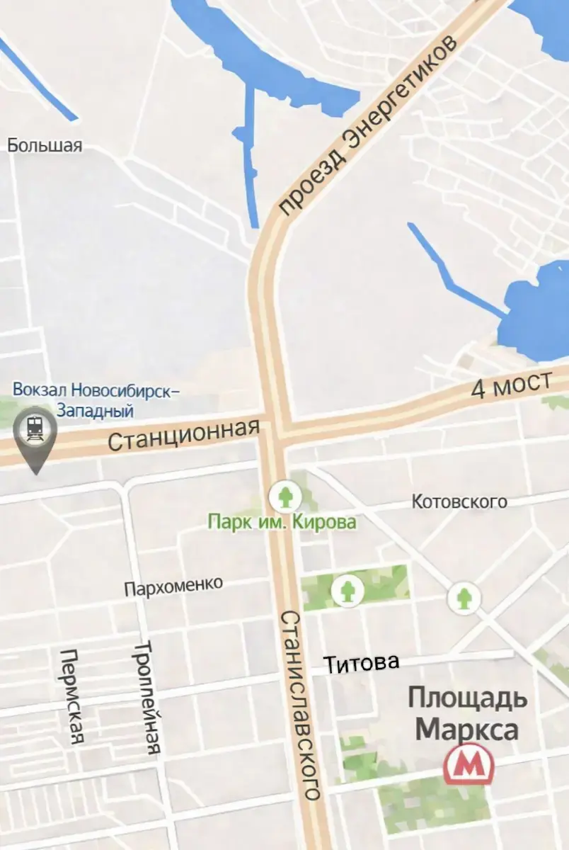 Карта района студии на Киевской, Западный вокзал
