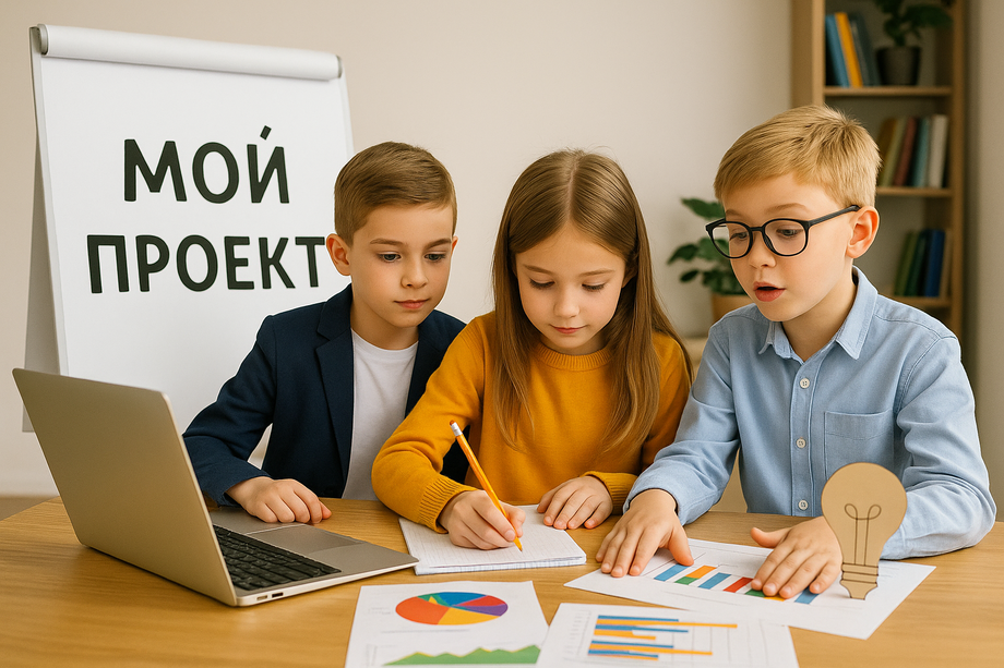 Дети занимаются совместным проектом