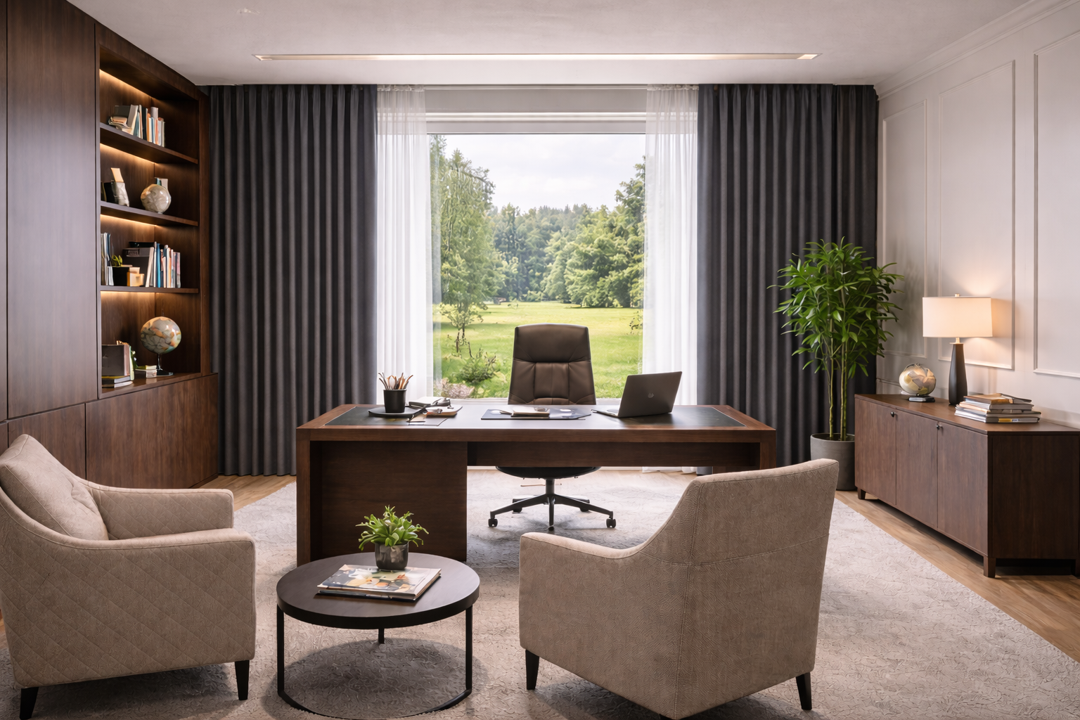 Шторы в кабинет, пример проекта ASHTORY