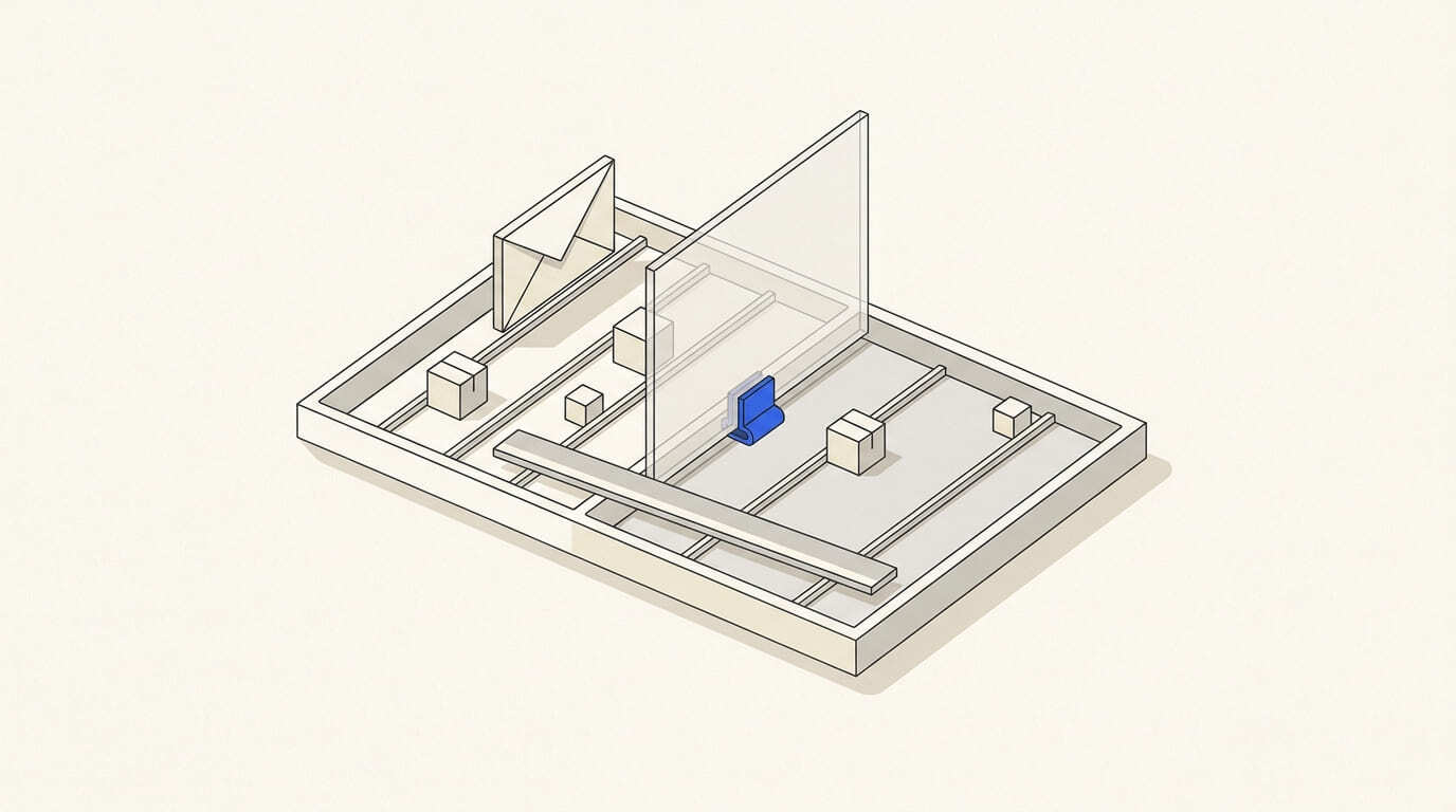 Two customer groups are separated by a partition, with only one receiving an email.