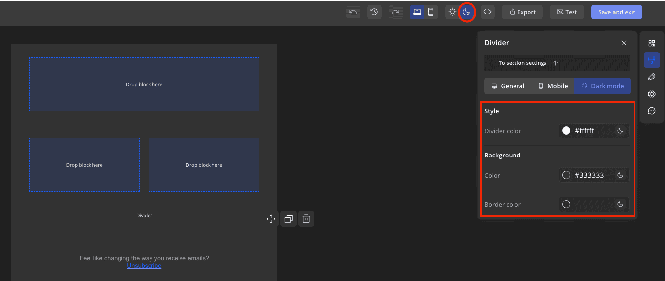 Adjust colors for divider in dark mode