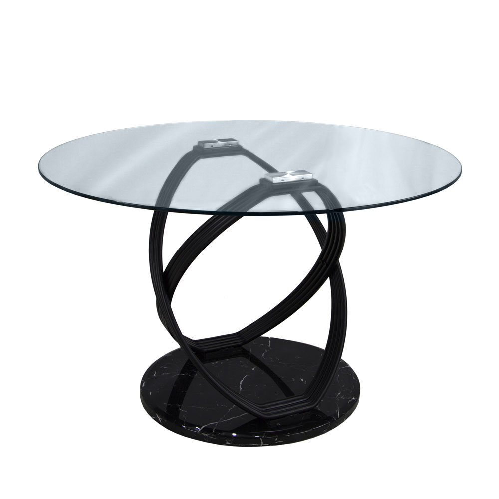 черный круглый стеклянный обеденный стол