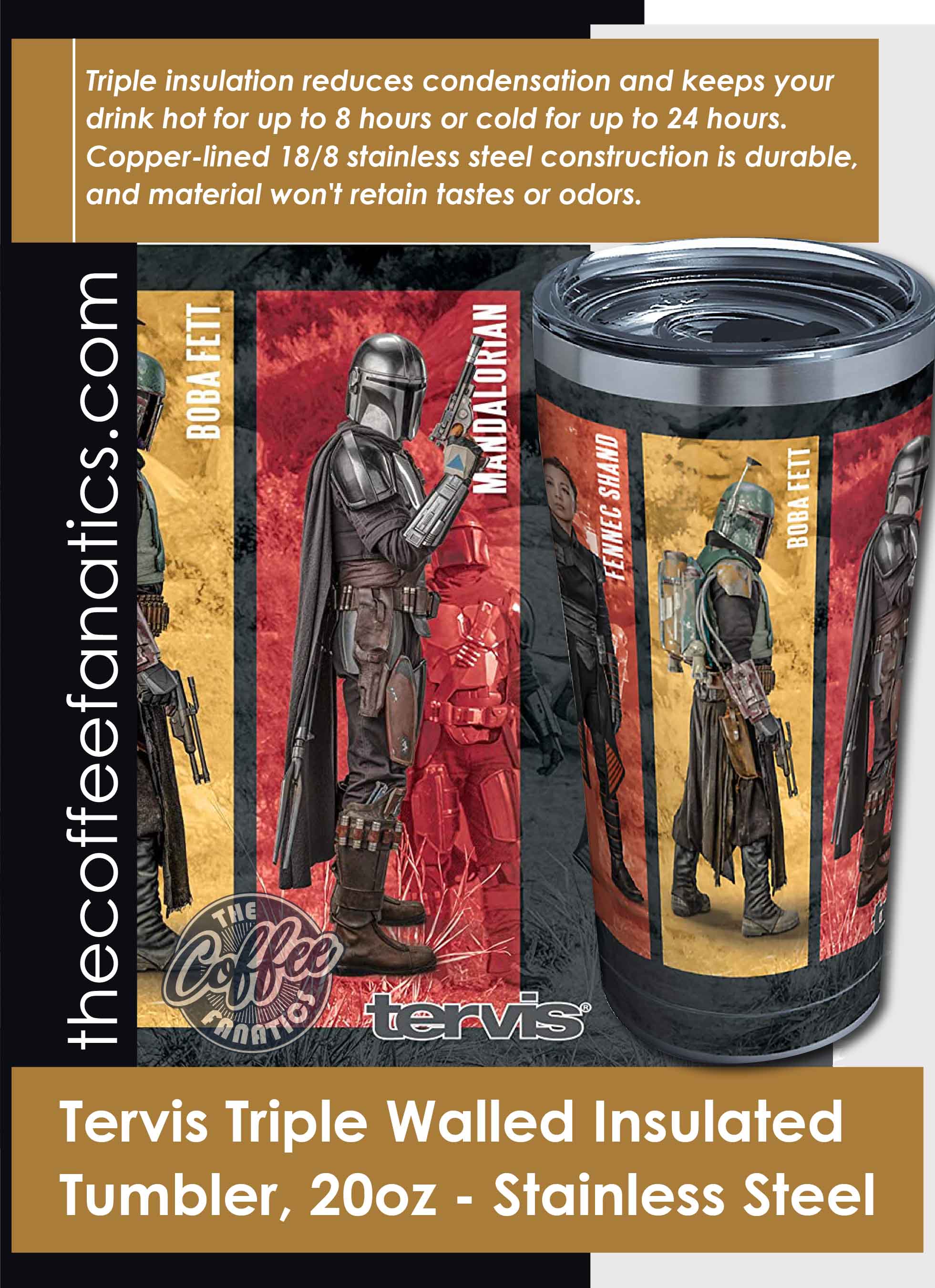 Tervis Triple Walled Star Wars Holiday Carolling Insulated Tumbler Cup Keeps Drinks Cold & Hot, 20oz, Stainless Steel, Silver