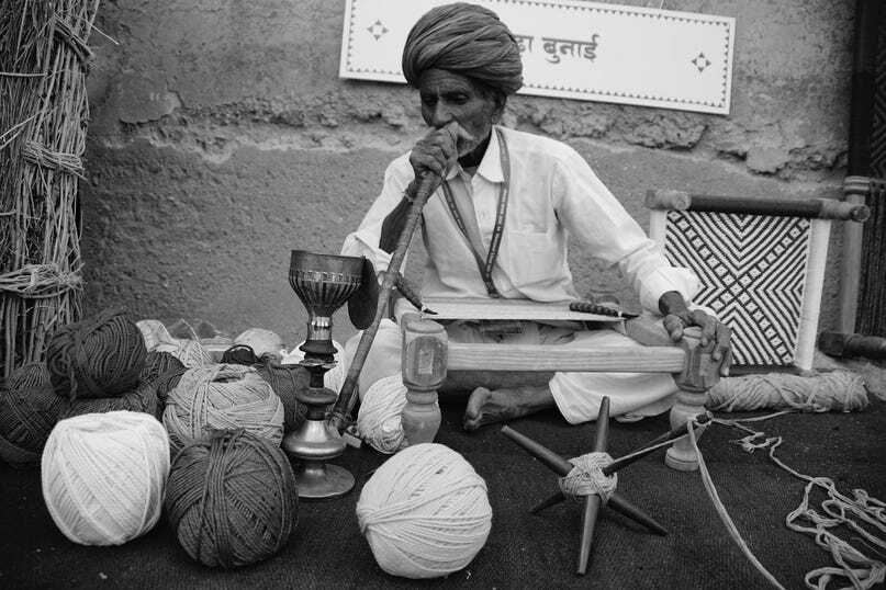 Indian man smoking hookah