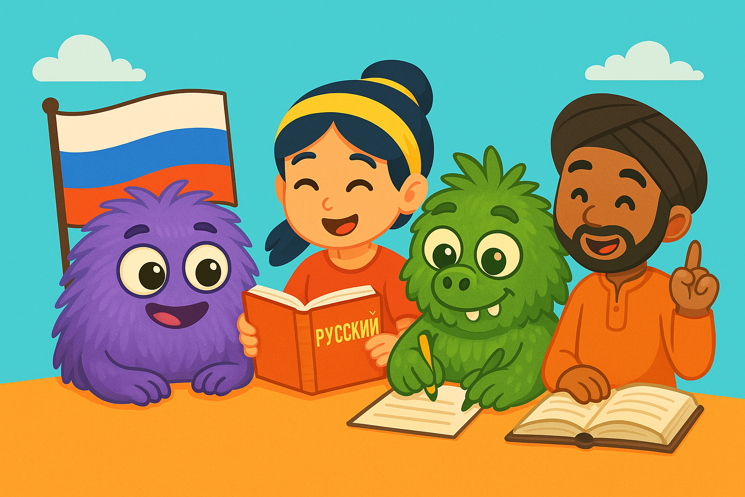 Learning Russian in Russia — friendly classroom scene