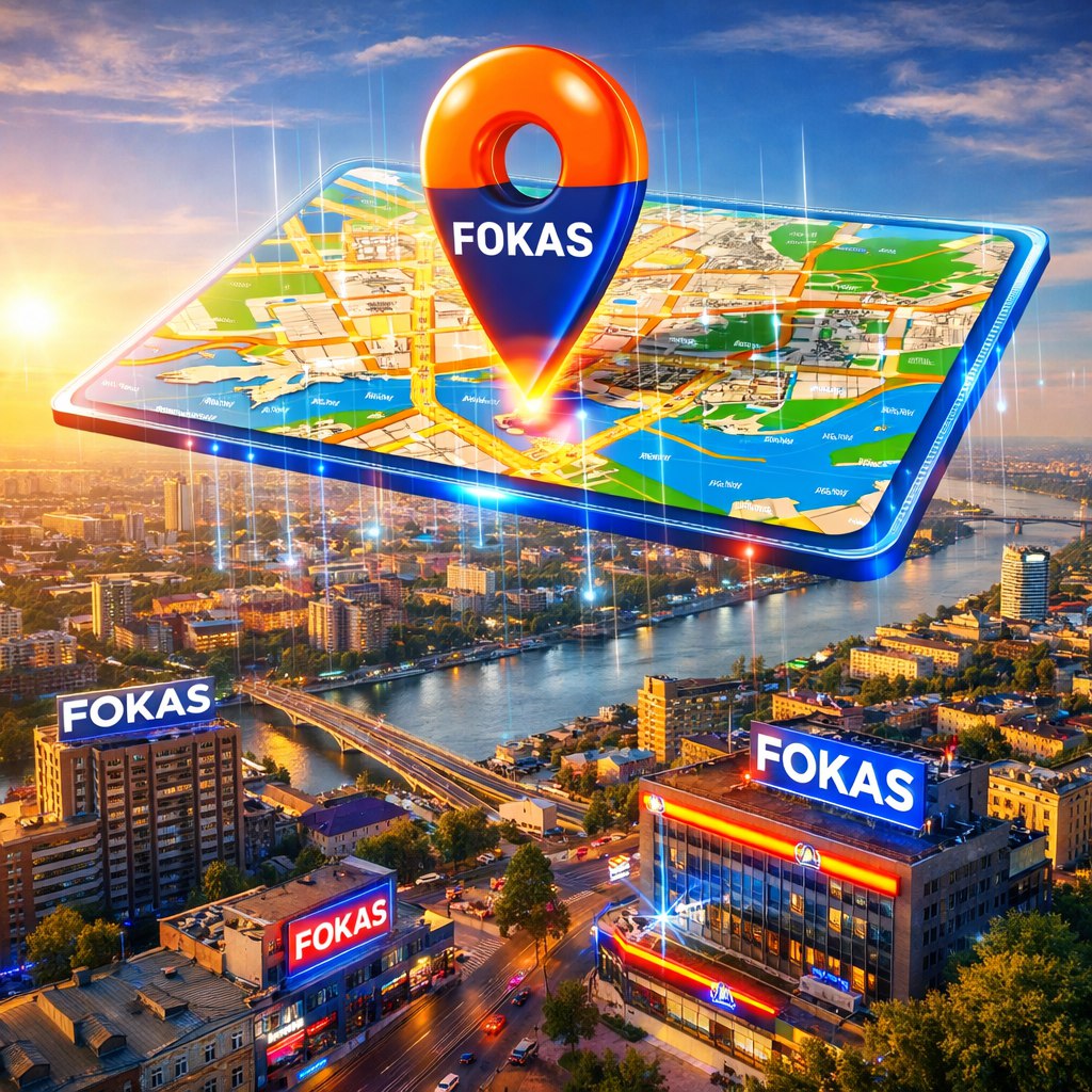 проекция Яндекс-Карт и компаниями FOKAS над Ростовом-на-Дону