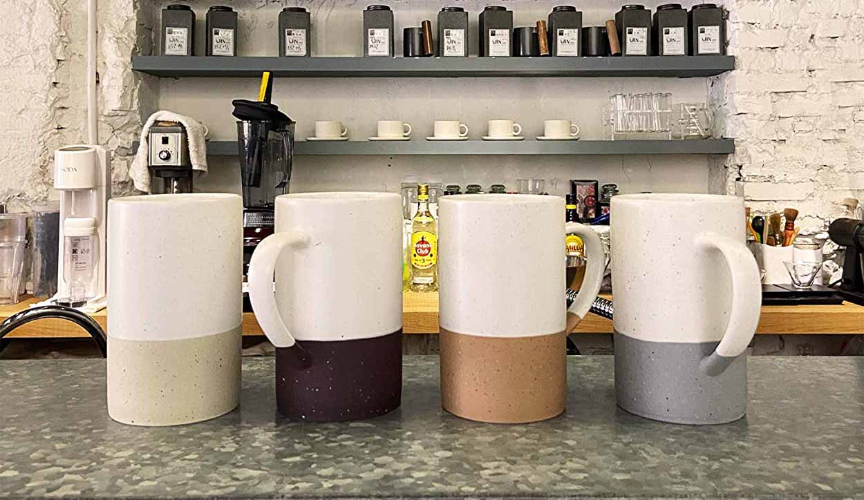 Mora Ceramics 12oz Coffee Mug Set of 3- Ceramic Tea Cups with Handle 