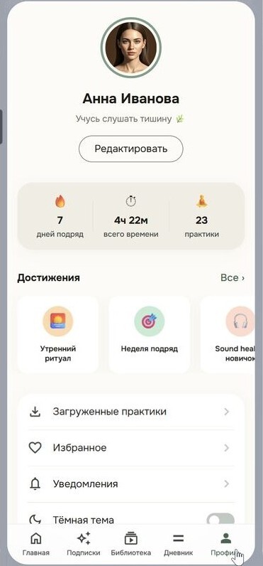 Экран «Профиль»