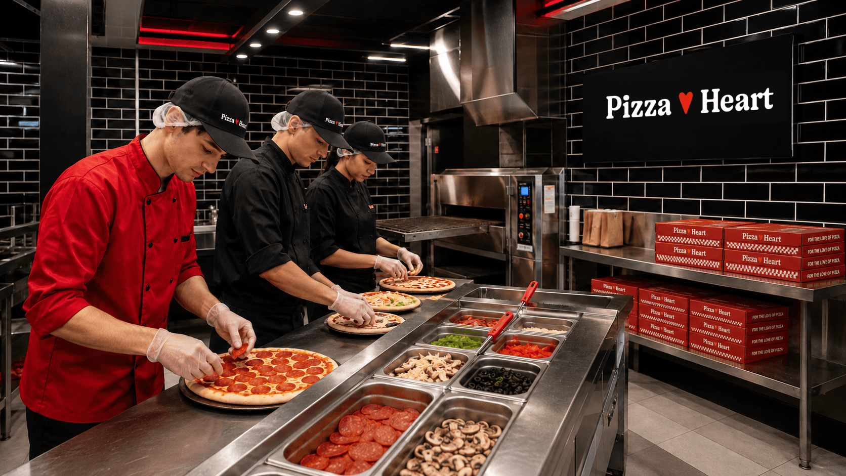 Интерьер Pizza Heart в формате Dark kitchen