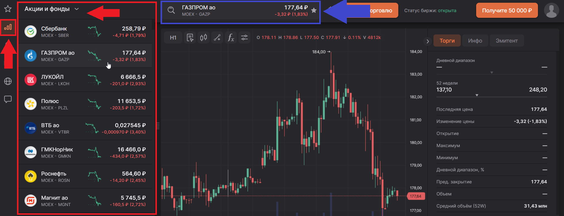 Покупка акций в FinamTrade, Финам