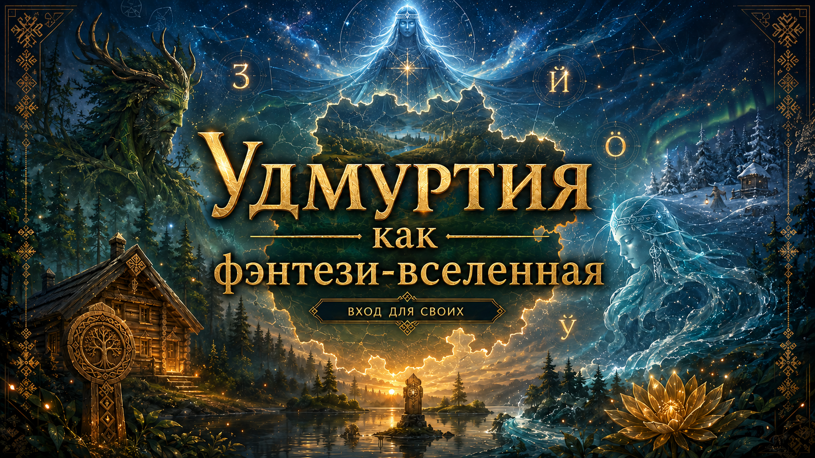 Горизонтальная обложка игры Удмуртия - фэнтези-вселенная