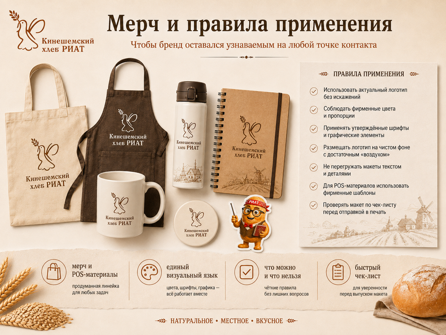Мерч и правила применения бренда Кинешемский хлеб РИАТ