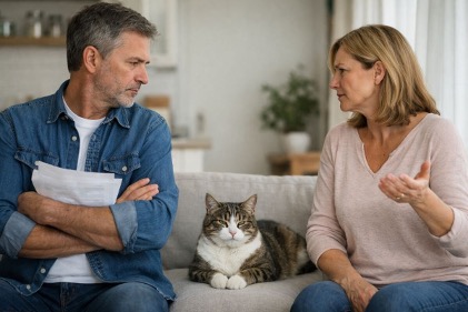 Мужчина с женщиной выясняют – с кем останется кот 